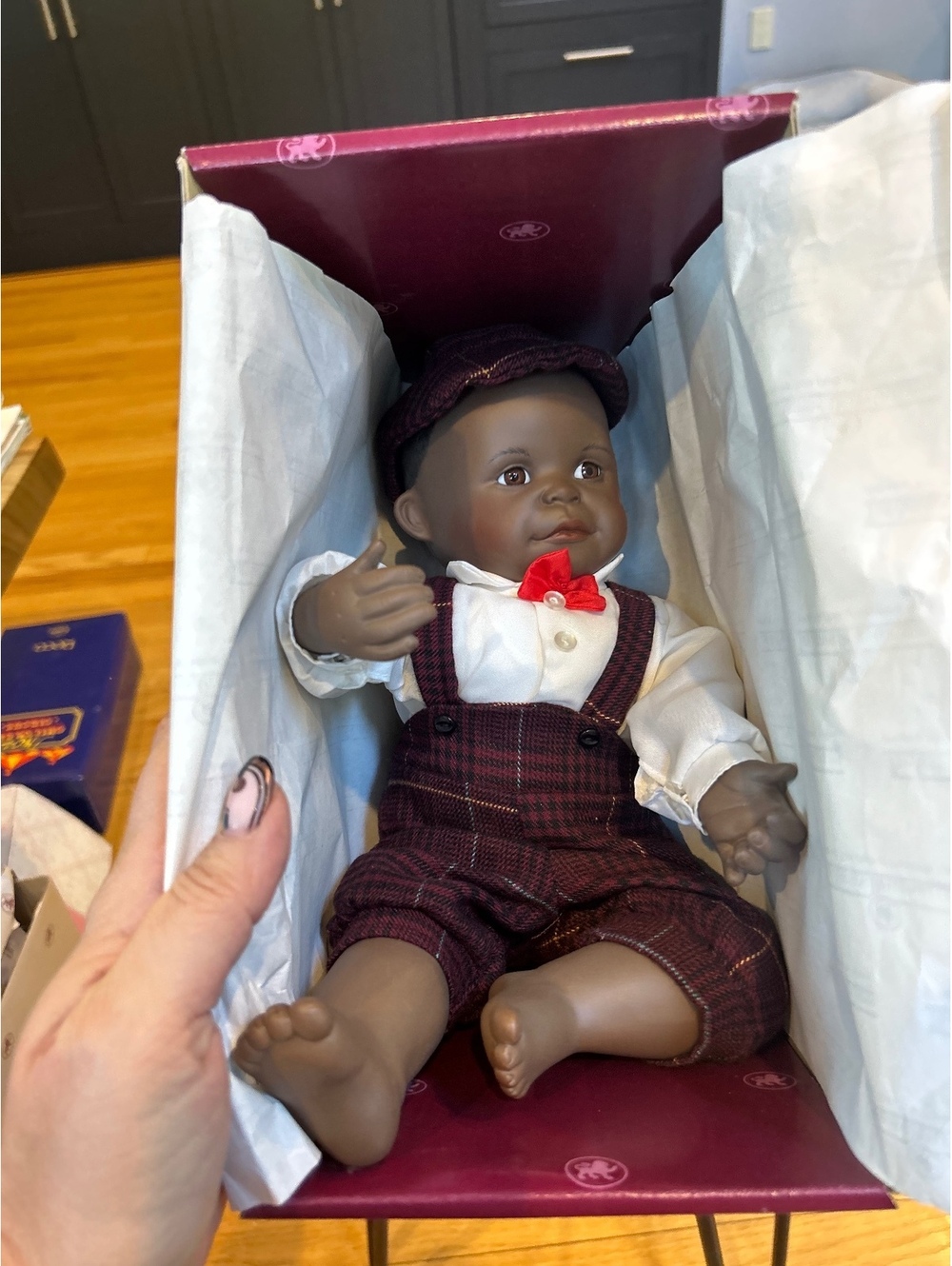The Ashton Drake Galleries Collectible Doll Boy in Burgundy Outfit